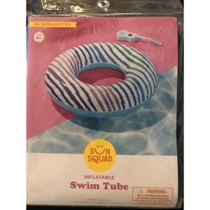 Swim Tube Blue & Purple Stripes Inflatable Sun Squad 36" Diameter Ages 6+